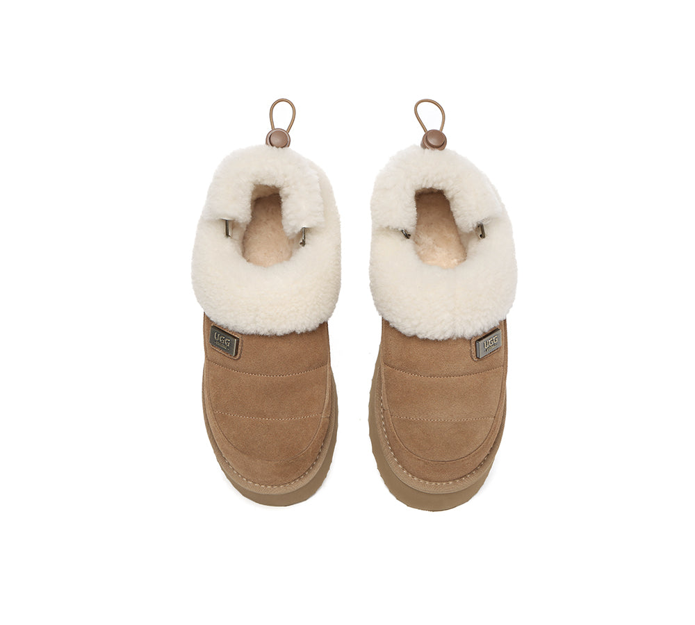 UGG EVERAU® 2-Way Style UGG Slippers Women Removable Wool Strap Drawstring Slingback Platform Paige
