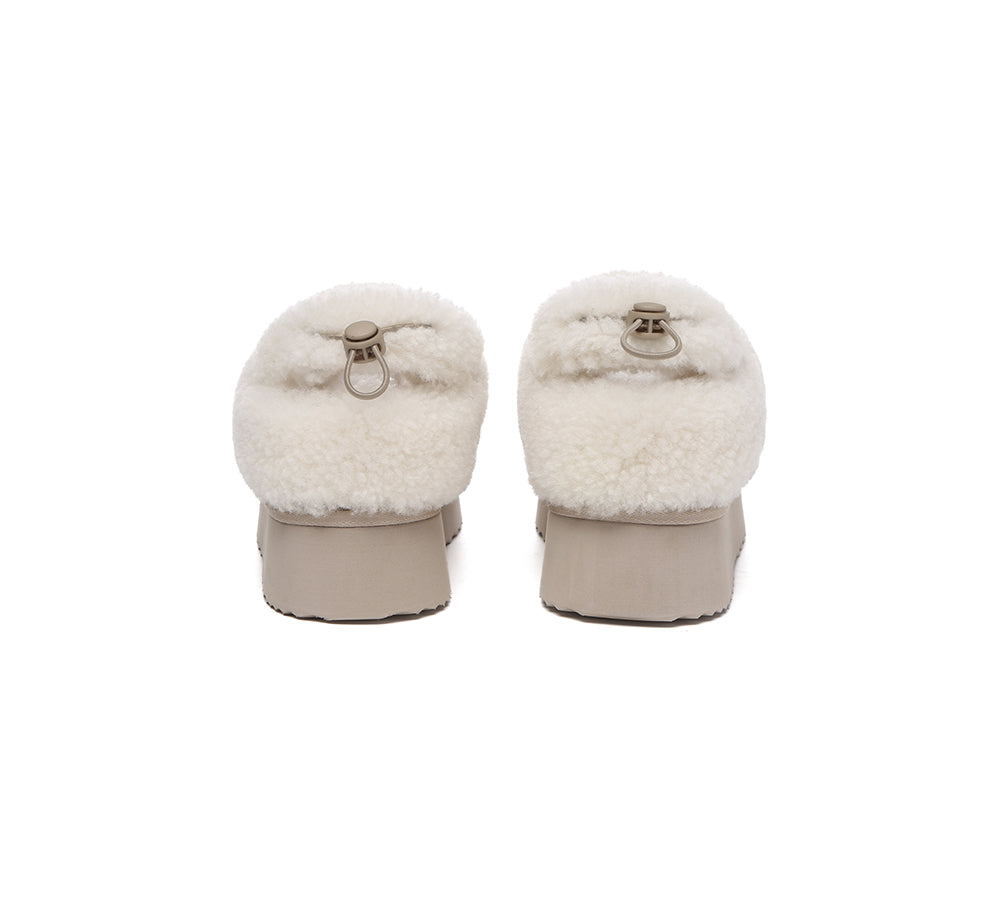 UGG EVERAU® 2-Way Style UGG Slippers Women Removable Wool Strap Drawstring Slingback Platform Paige