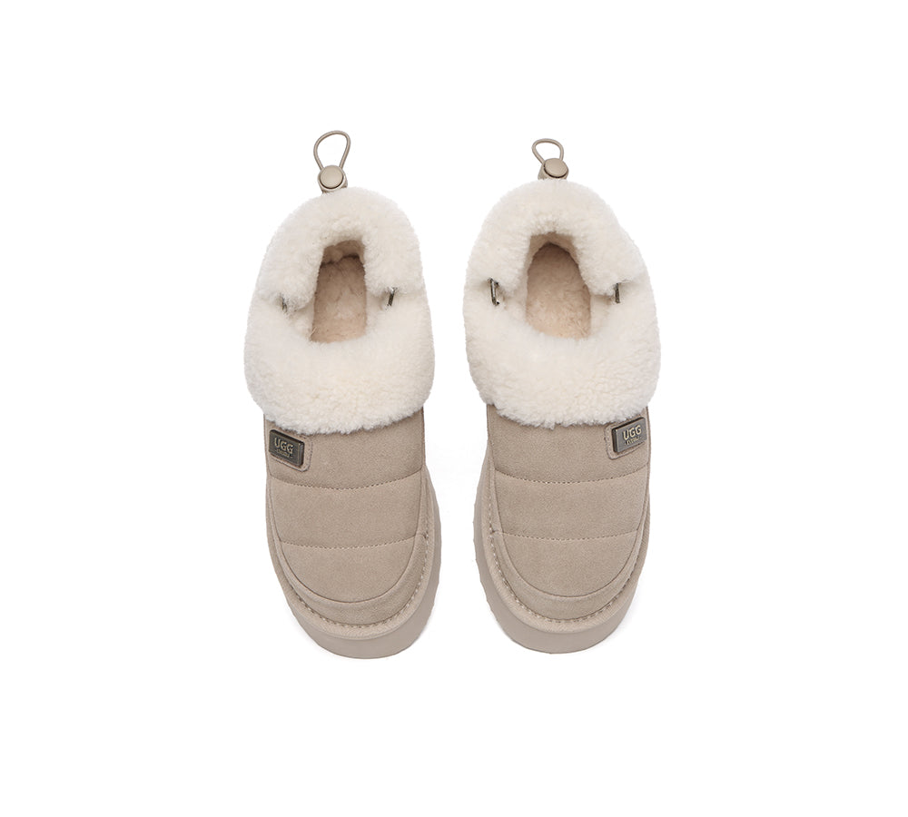 UGG EVERAU® 2-Way Style UGG Slippers Women Removable Wool Strap Drawstring Slingback Platform Paige