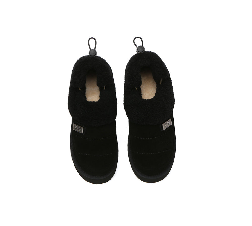 UGG EVERAU® 2-Way Style UGG Slippers Women Removable Wool Strap Drawstring Slingback Platform Paige