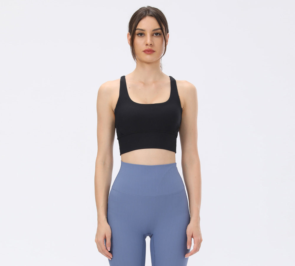 Apparel - Criss-cross Back Flow Ribbed Sports Bra