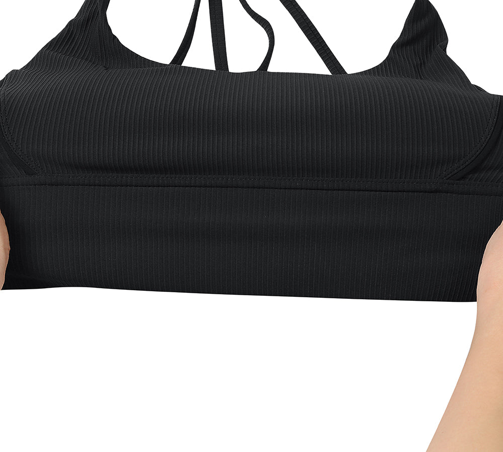Apparel - Criss-cross Back Flow Ribbed Sports Bra