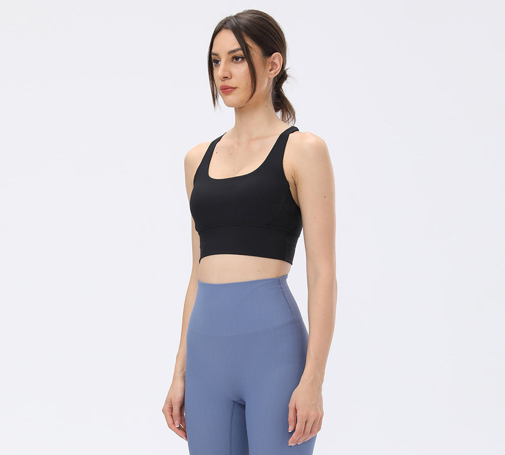 Apparel - Criss-cross Back Flow Ribbed Sports Bra