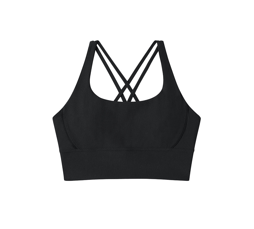 Apparel - Criss-cross Back Flow Ribbed Sports Bra