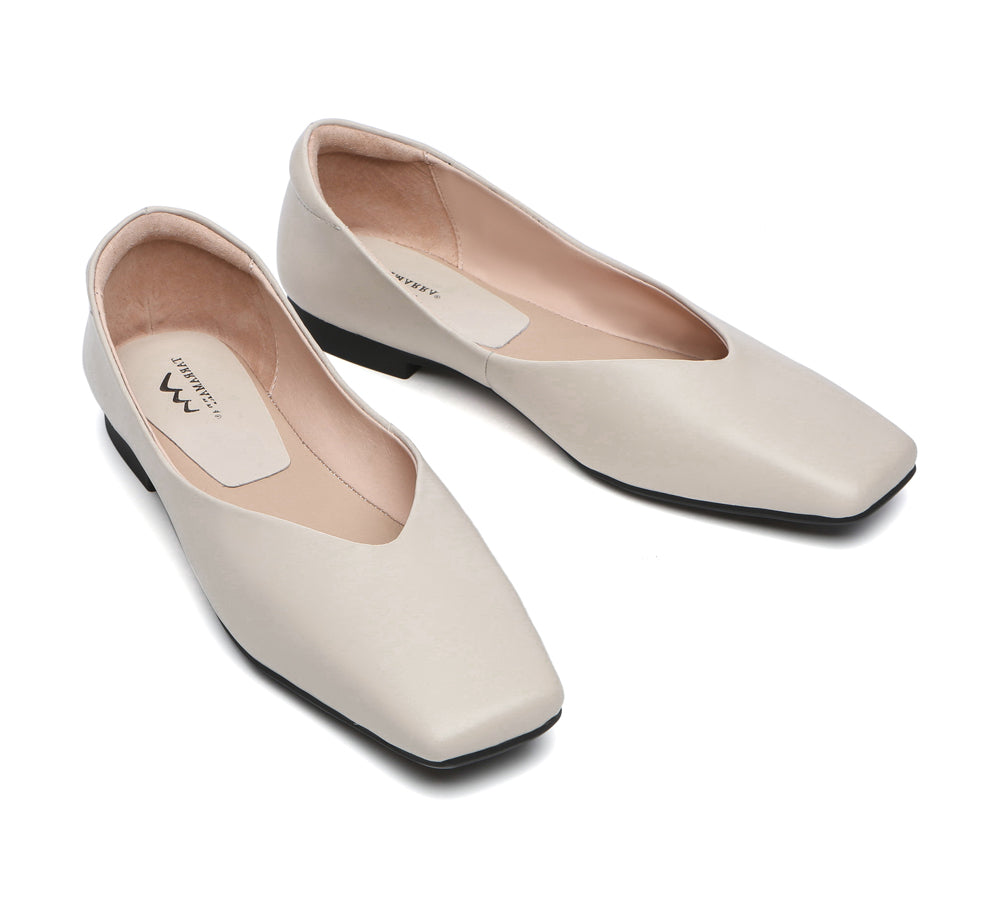 Flats - Square Toe Leather Ballet Flats Women Libera