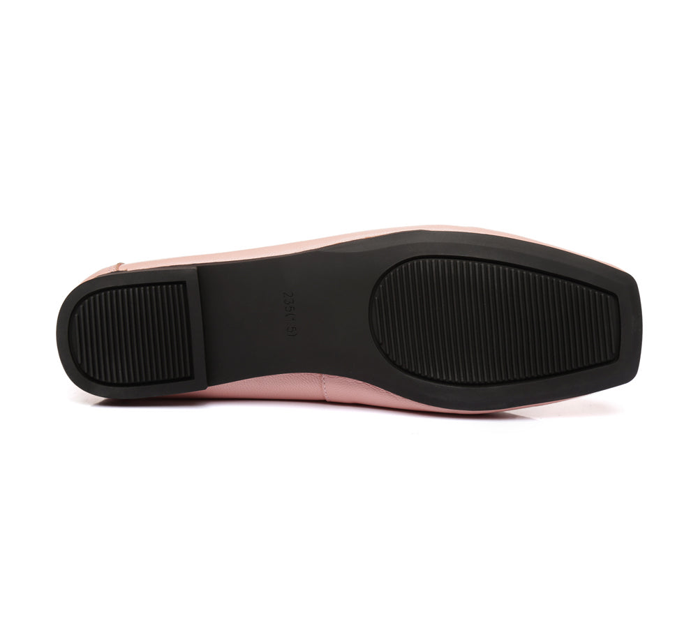 Flats - Square Toe Leather Ballet Flats Women Linda