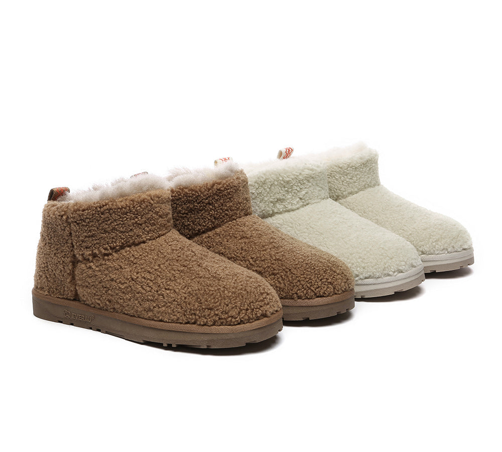EVERAU® UGG Sheepskin Wool Plush Ankle Boots Ultra Teddycozy