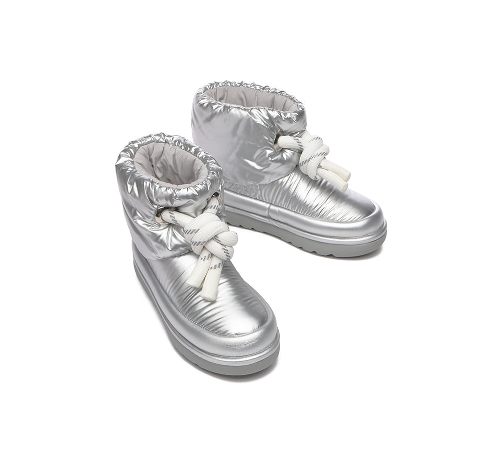 EVERAU® UGG Women Sheepskin Wool Waterproof Adjustable Drawstring Ankle Boots Delabra