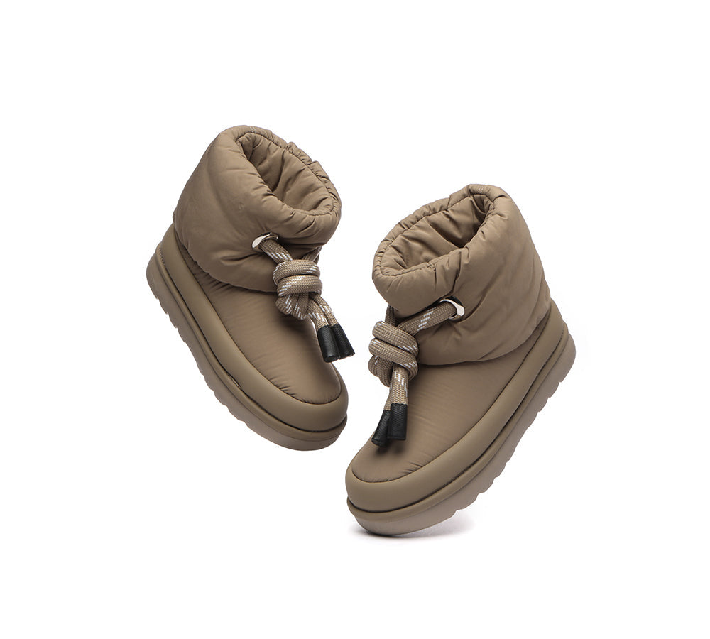 EVERAU® UGG Women Sheepskin Wool Waterproof Adjustable Drawstring Ankle Boots Delabra