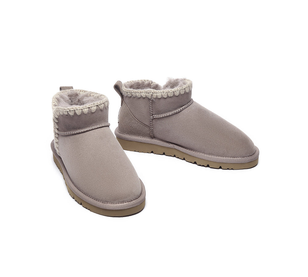 EVERAU® UGG Women Sheepskin Wool Ankle Mini Boots Brooklyn