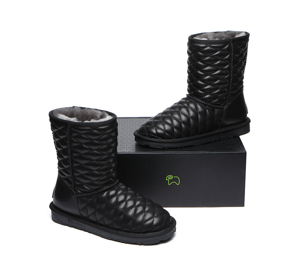UGG Boots - Nappa Diamond Pattern Short Sheepskin Boots Women Ridgeway