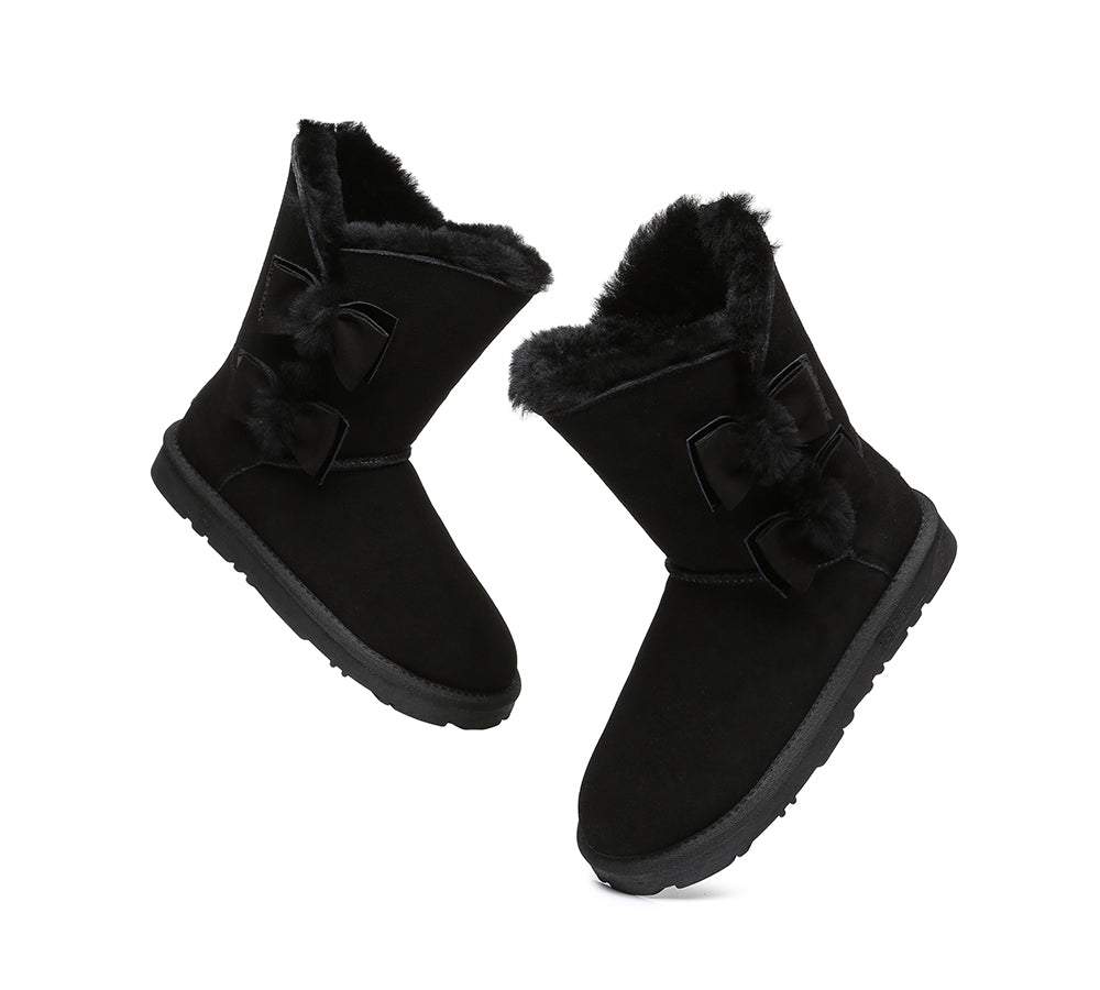 UGG Boots - Sheepskin Double Bow Boots Women Eira