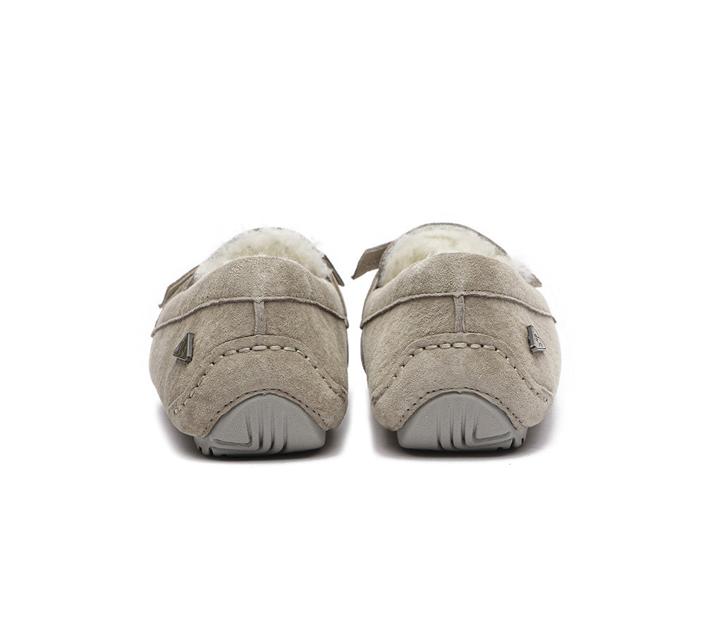 UGG Moccasins - EVERAU® UGG Women Sheepskin Wool Bow Ankle Slippers Woven Moccasins