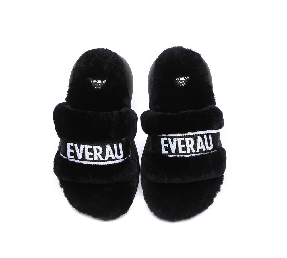 UGG Slippers - High Platform Sheepskin Wool Slides Women Flossy Slipper