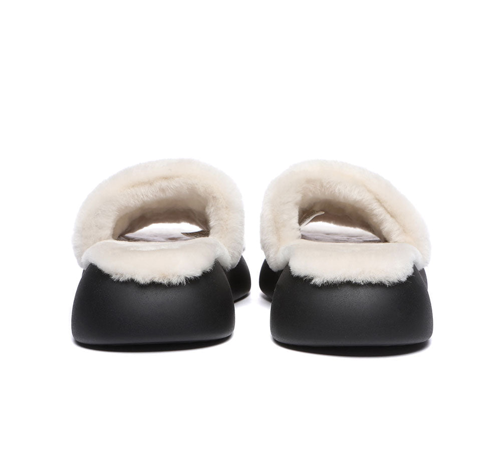 UGG Slippers - High Platform Sheepskin Wool Slides Women Flossy Slipper