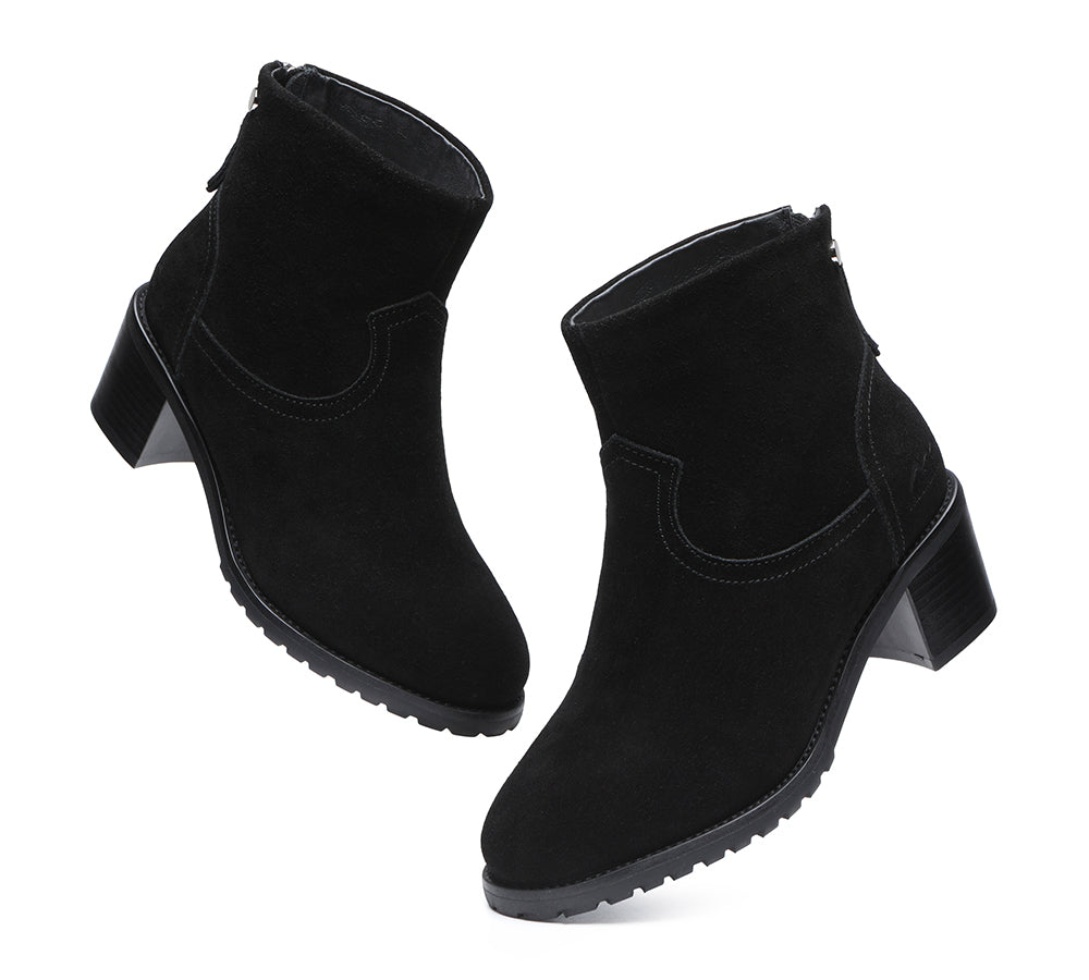 TARRAMARRA® Black Leather Ankel Heel Boots Women Galena