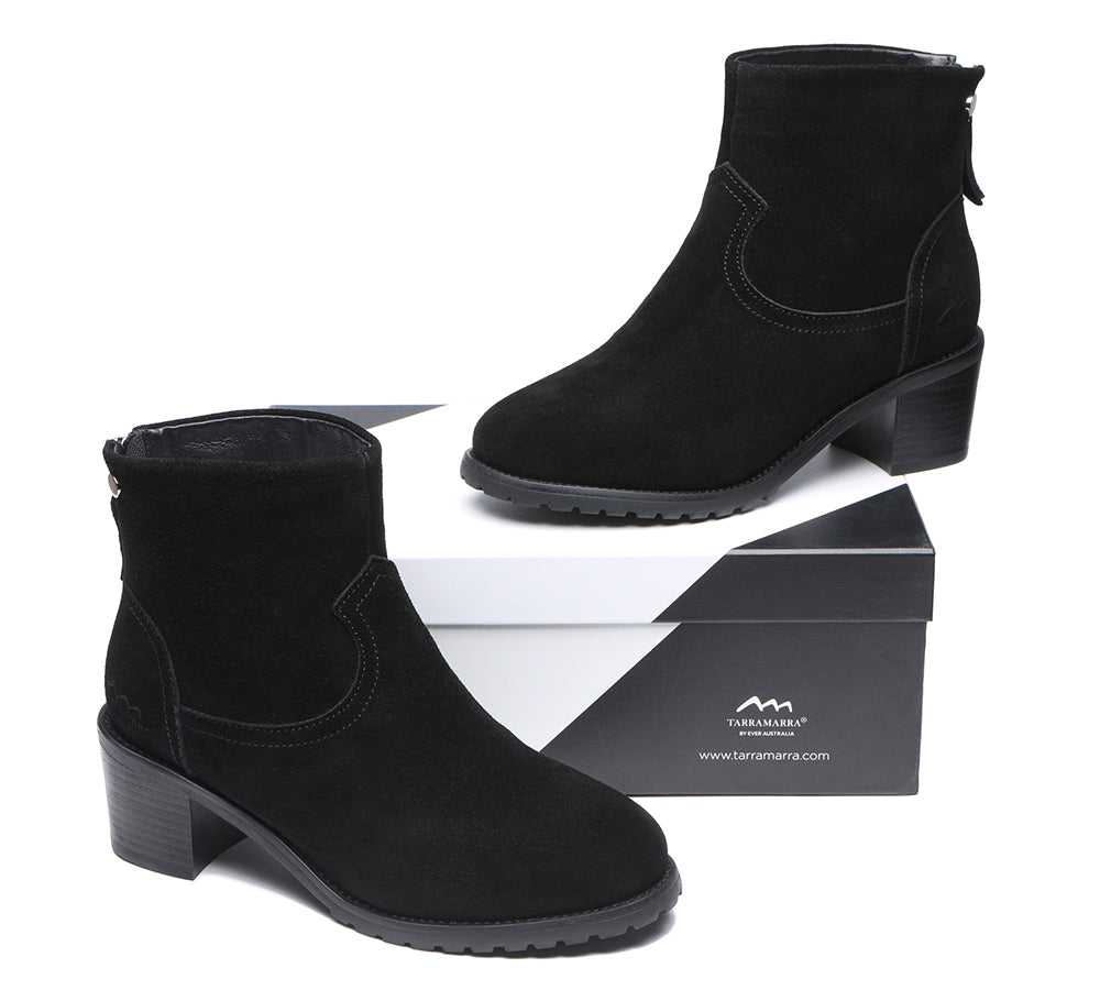 TARRAMARRA® Black Leather Ankel Heel Boots Women Galena