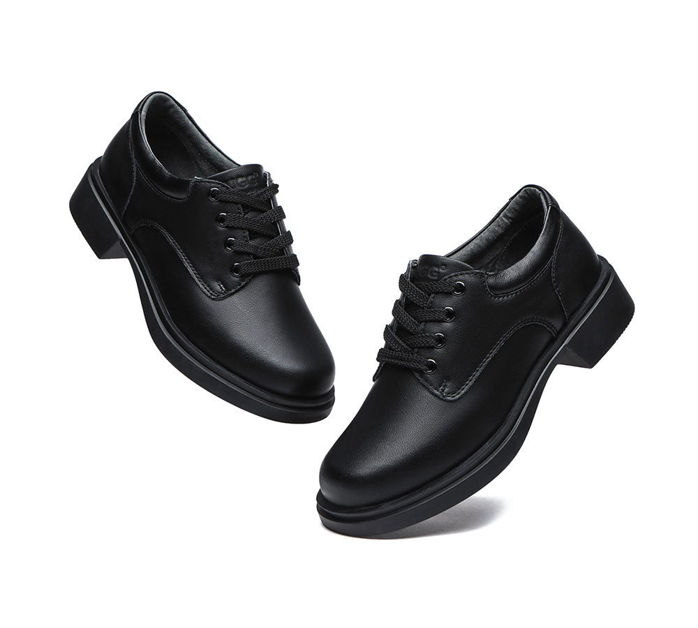 AUSTRALIAN SHEPHERD® Black Leather Senior Lace Up School Shoes