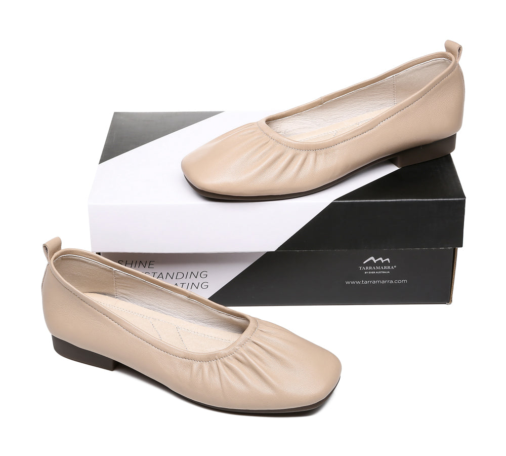 TARRAMARRA® Square Toe Leather Ballet Flats Women Devora