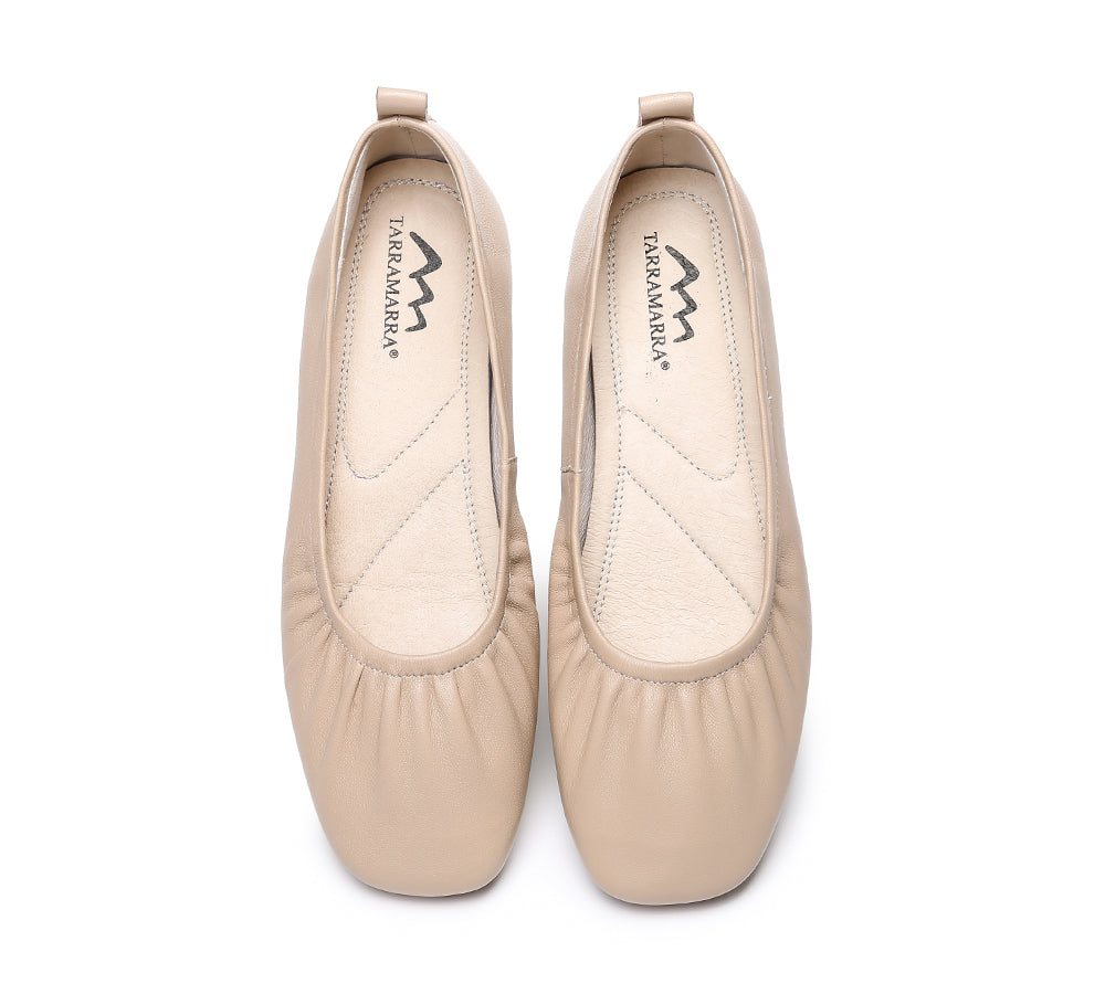 TARRAMARRA® Square Toe Leather Ballet Flats Women Devora