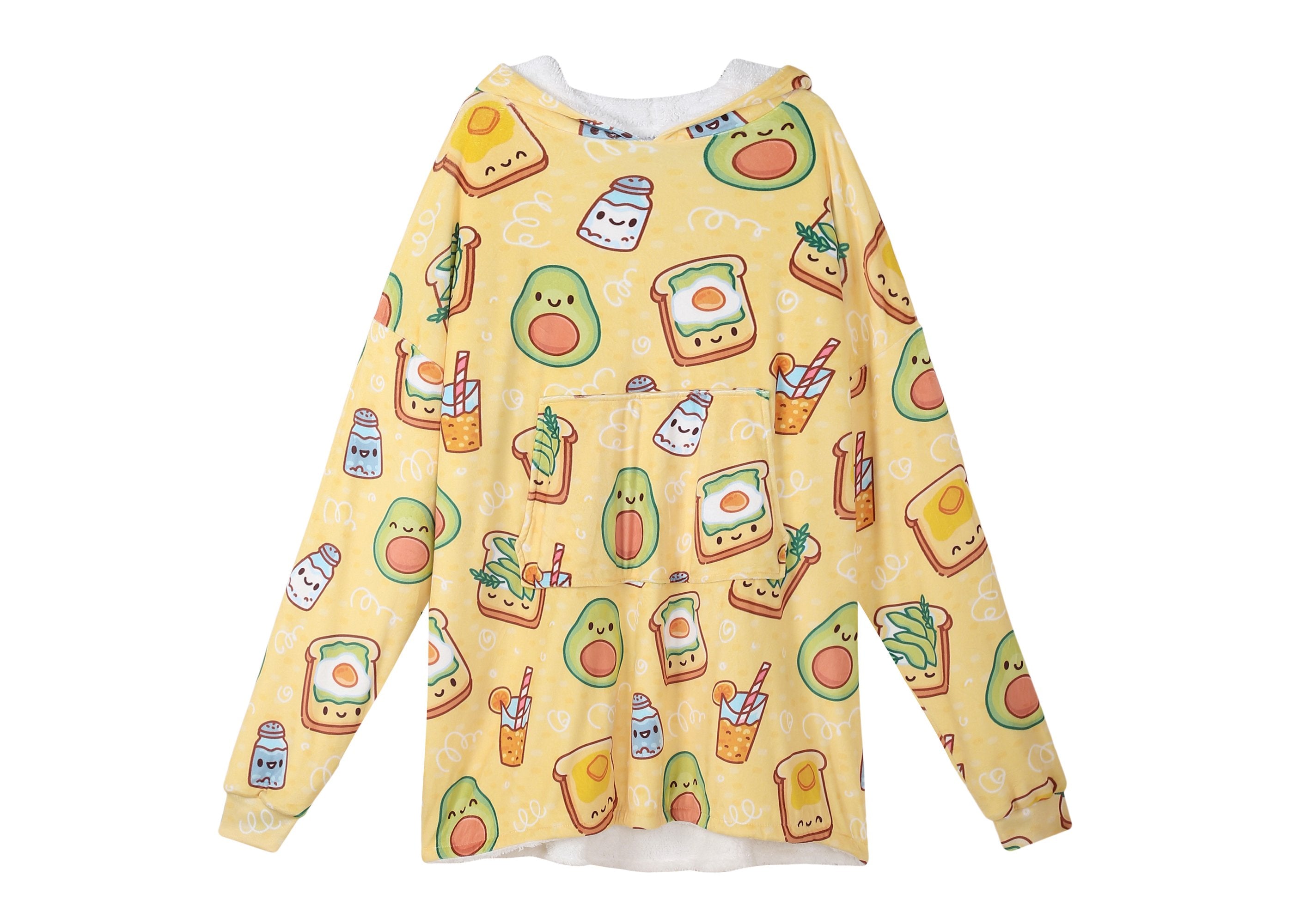 TARRAMARRA® Women and Men Reversible Hoodie Blanket Breakfast Print