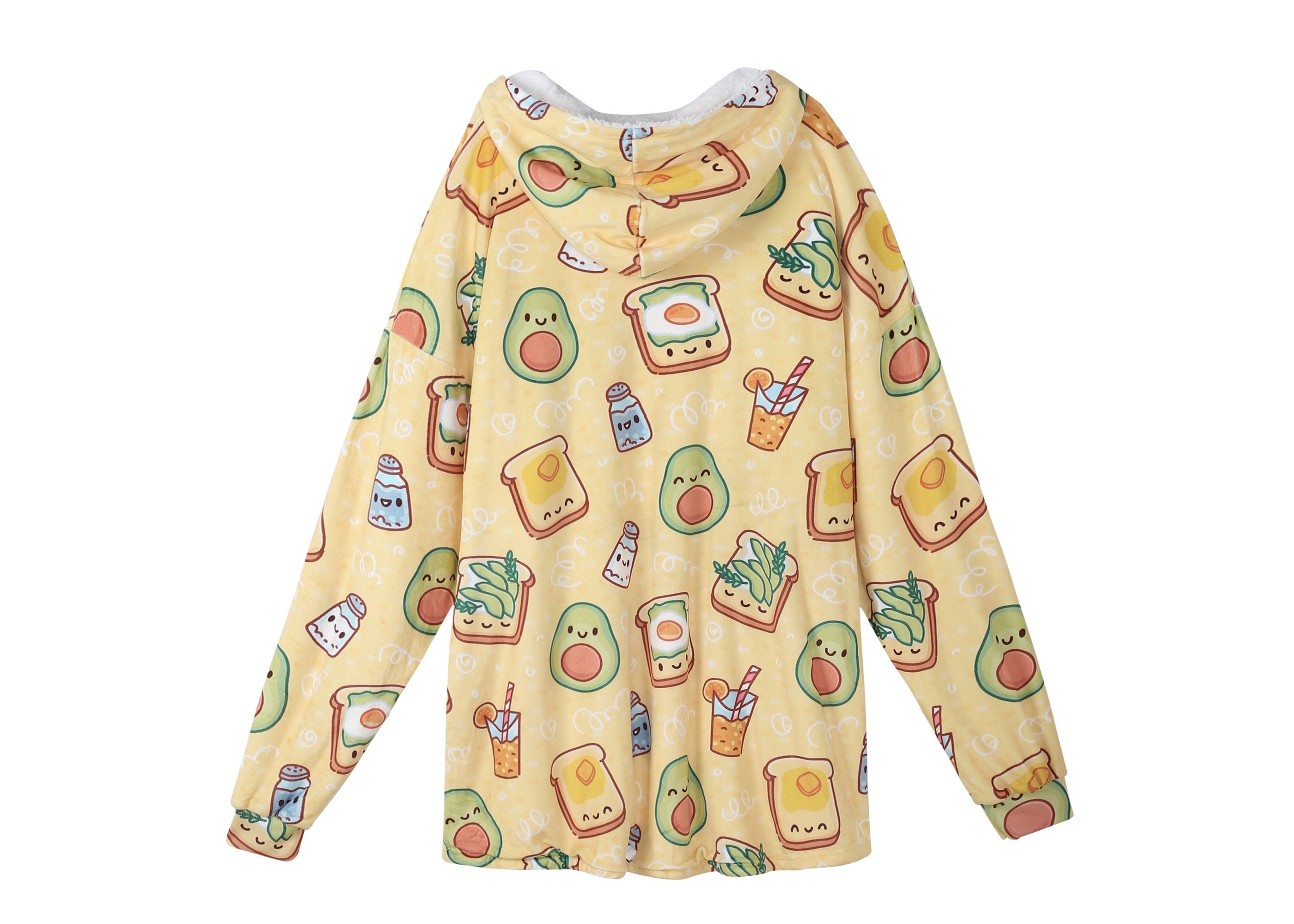 TARRAMARRA® Women and Men Reversible Hoodie Blanket Breakfast Print