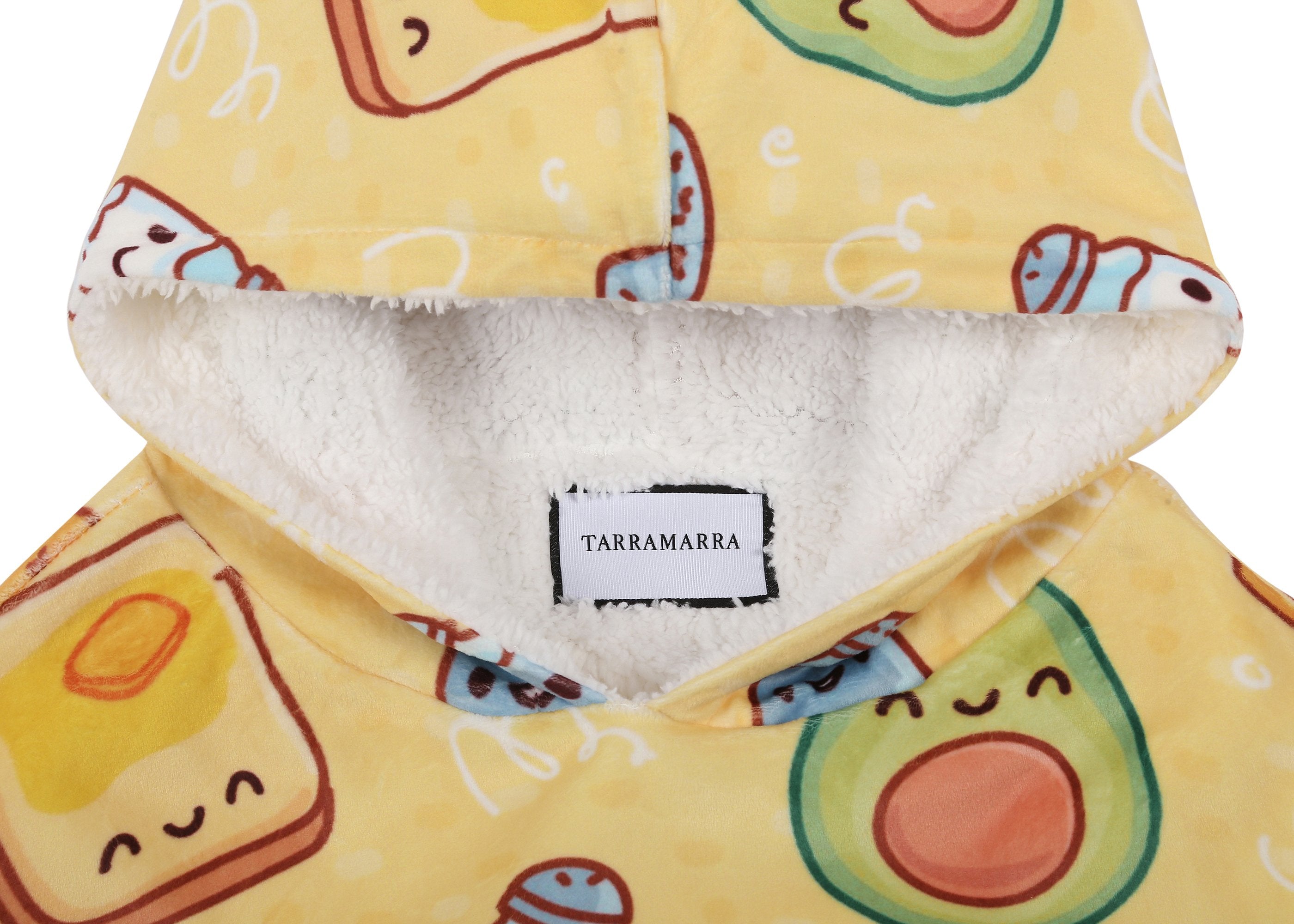 TARRAMARRA® Women and Men Reversible Hoodie Blanket Breakfast Print