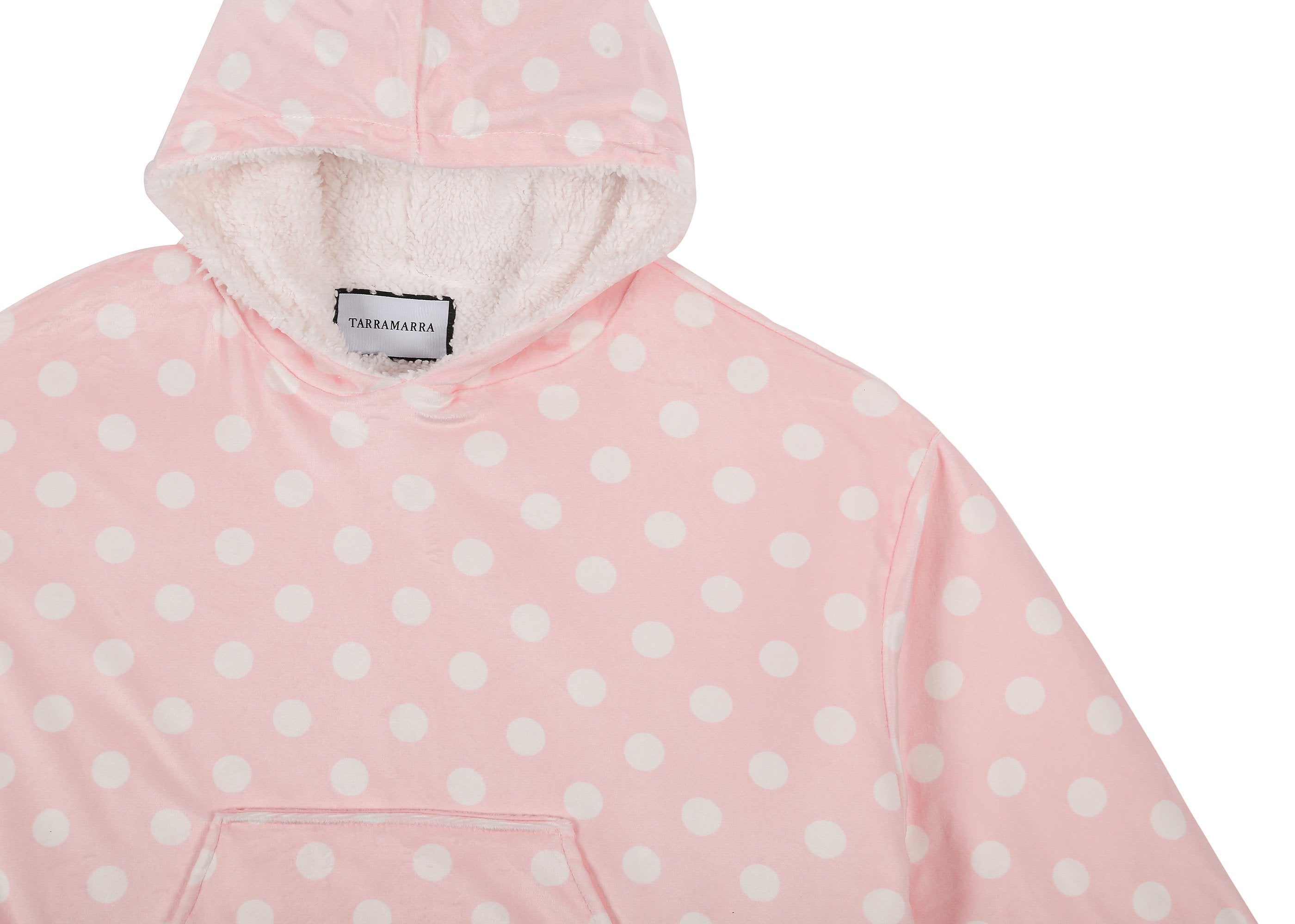 TARRAMARRA® Kids Reversible Hoodie Blanket Pink Polka Dot