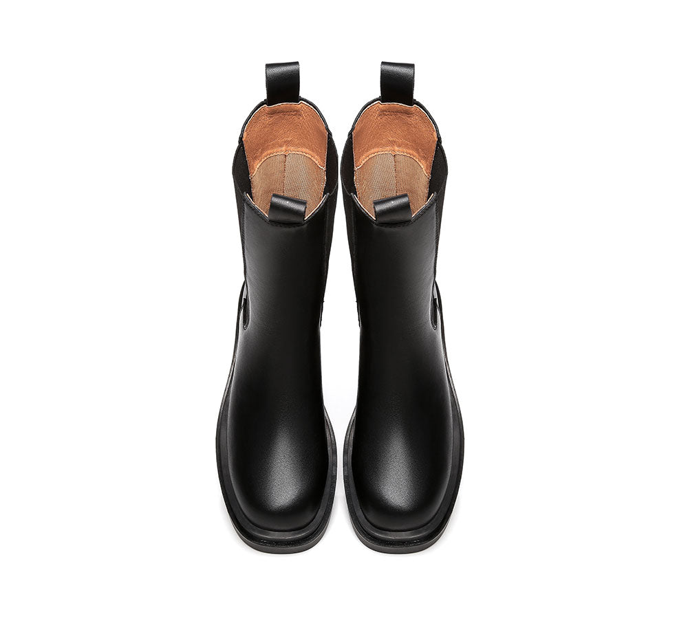 TARRAMARRA® Women Black Ankle Boots Block Heel Leather Lining Sherry