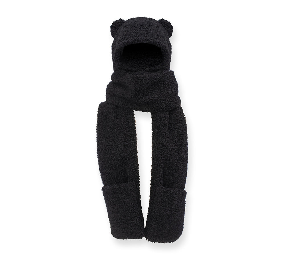 EVERAU® Hat Scarf and Gloves 3 In 1 Cute Bear Plush Hat