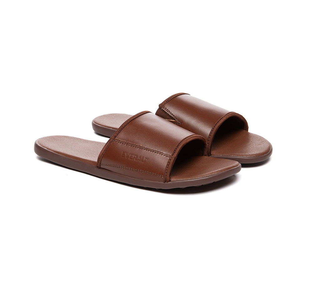 EVERAU® Men Leather Slip-on Ultra Soft Summer Slides Andy