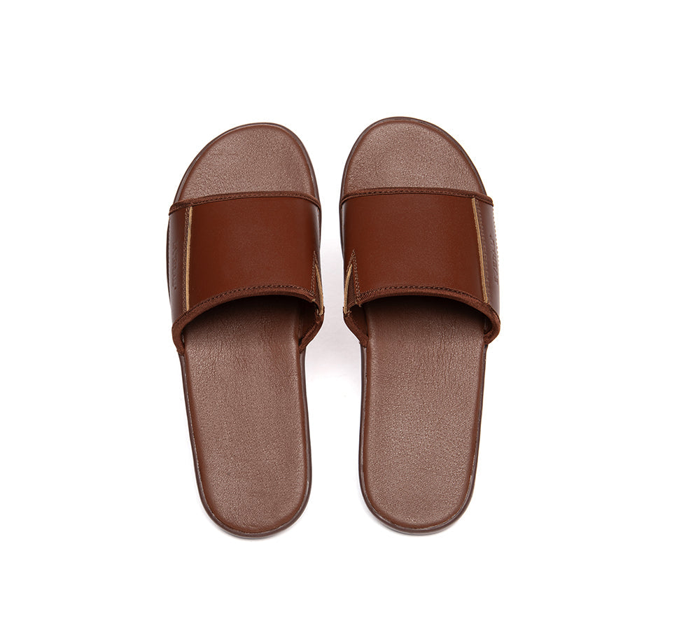 EVERAU® Men Leather Slip-on Ultra Soft Summer Slides Andy