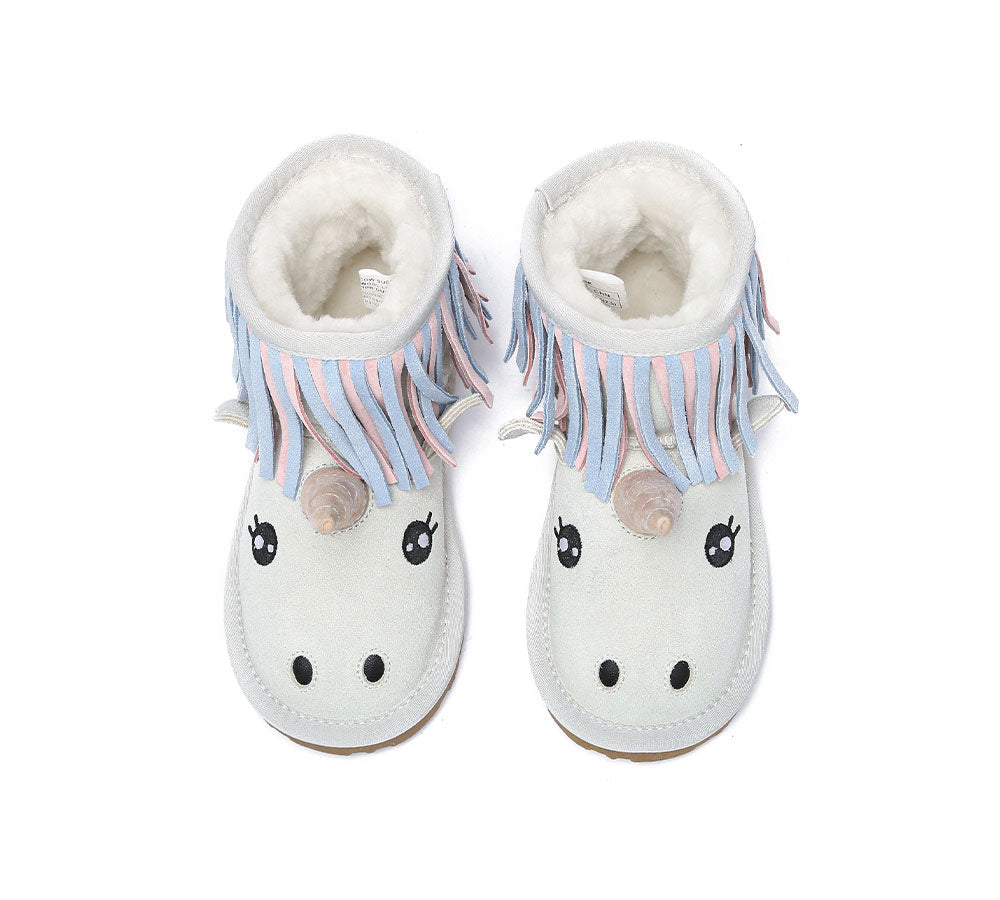 EVERAU® Kid Sheepskin Boots Unicorn Kids Plus
