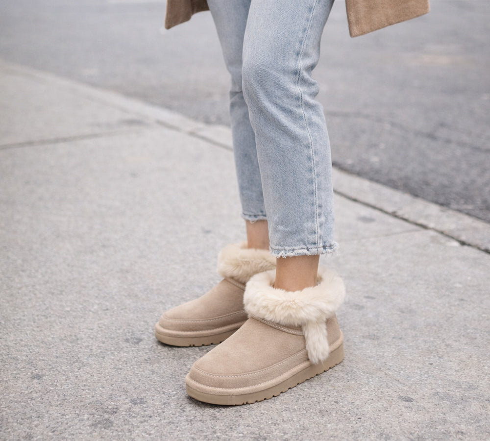 AUSTRALIAN SHEPHERD® UGG Boots Women Sheepskin Wool Trim Ankle Frovia UGG AUSTRALIAN SHEPHERD