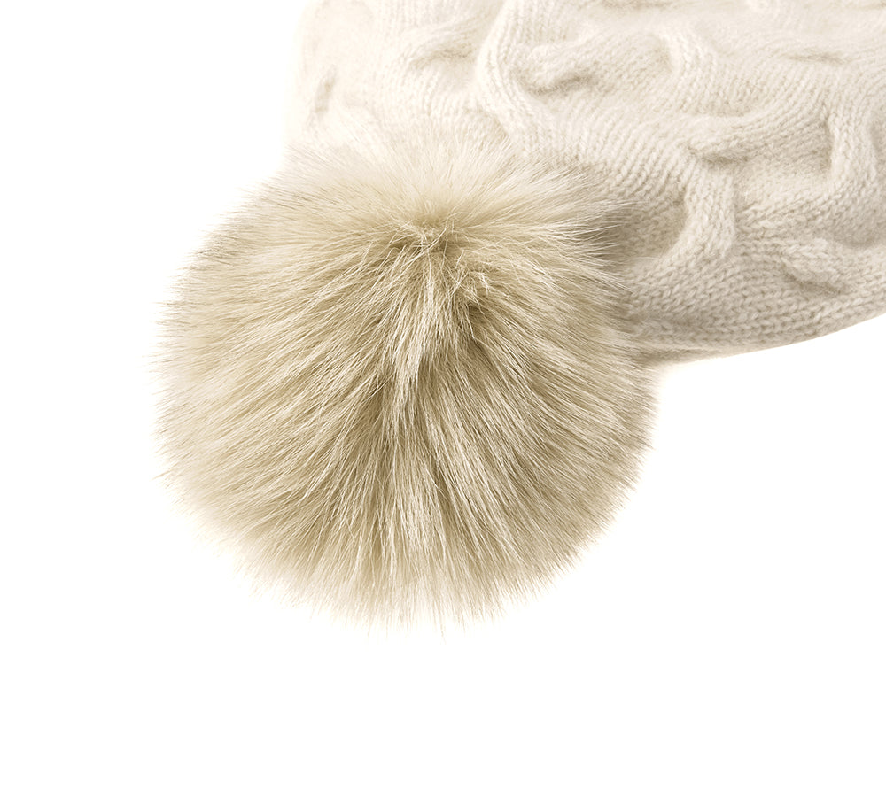 URBAN UGG® Wool Cashmere Blend Pom Pom Beanie Taffie