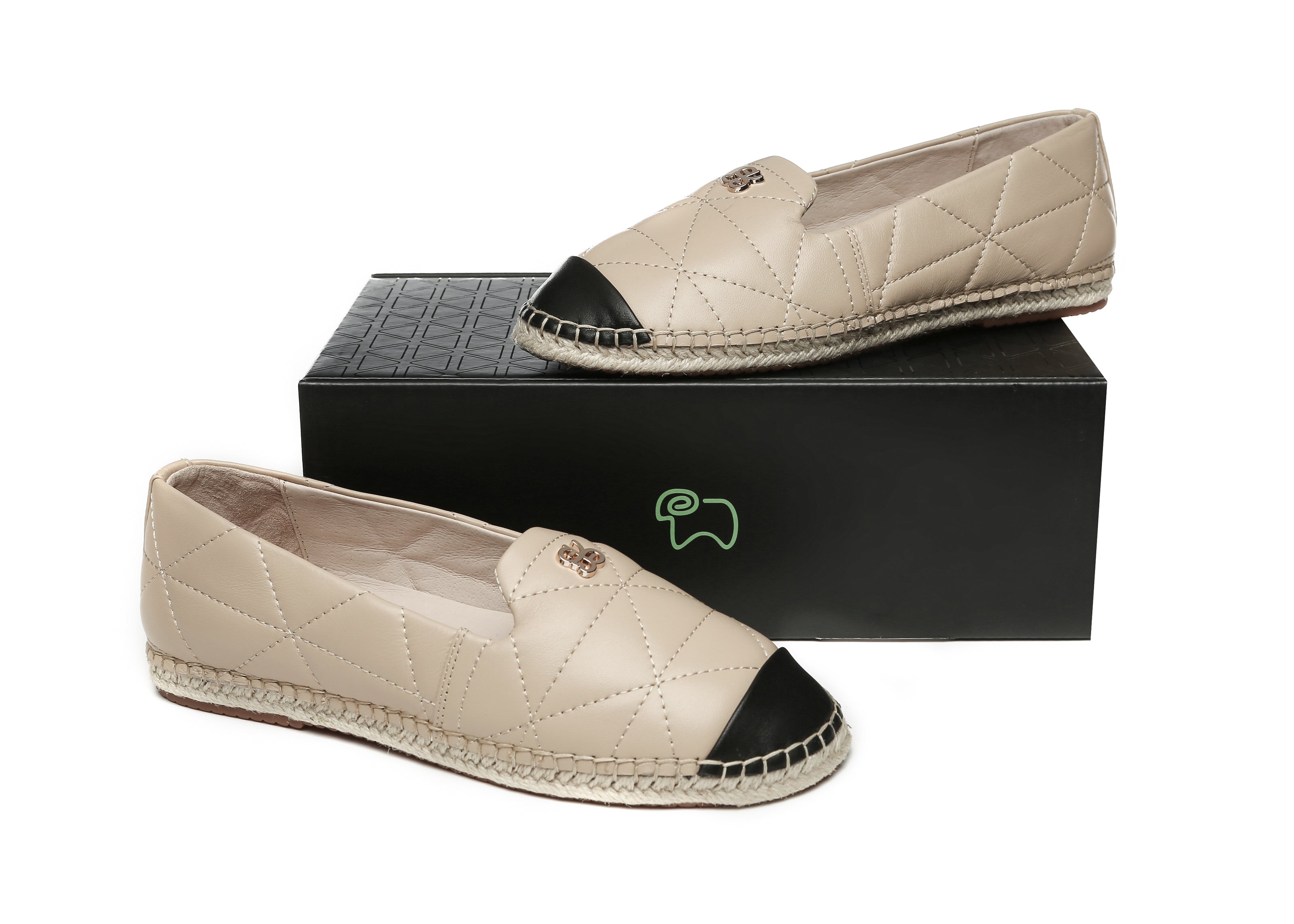 EVERAU® Women Leather Slip-on Flat Espadrilles Evelyn