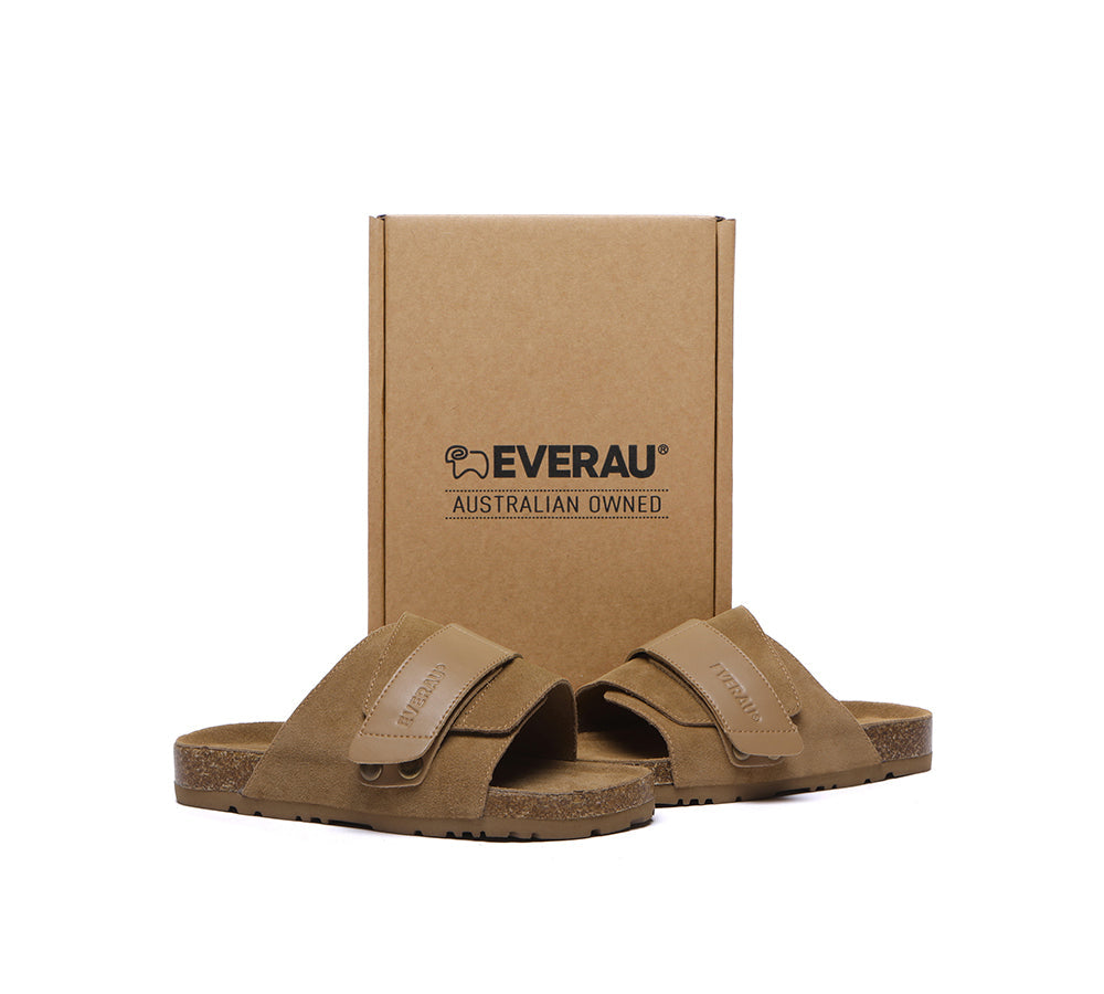 EVERAU® Adjustable Strap Embossed Slip-on Summer Sandal Slides Terrain