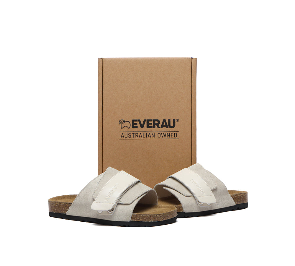 EVERAU® Adjustable Strap Embossed Slip-on Summer Sandal Slides Terrain