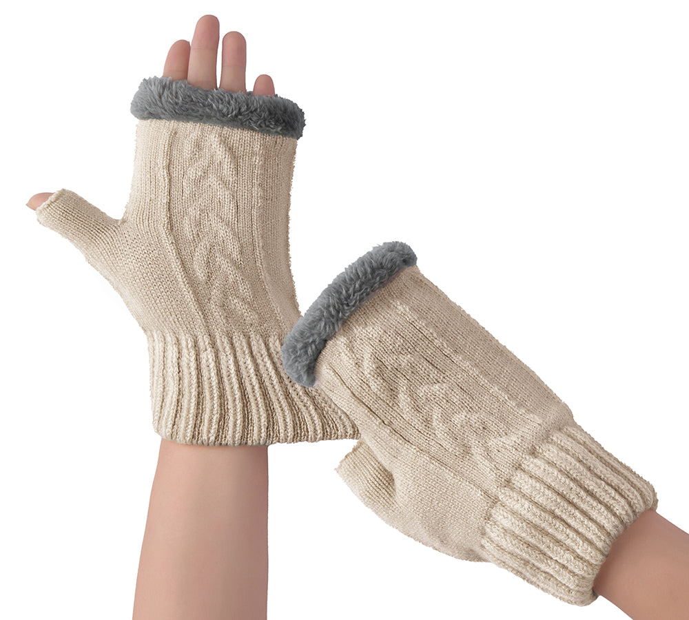 EVERAU® Fingerless Ultra Plush Knit Gloves