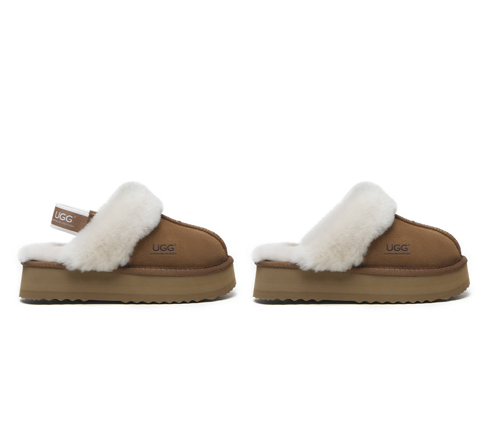 AUSTRALIAN SHEPHERD® Removable Strap Slingback UGG Slippers Women Muffin Platform