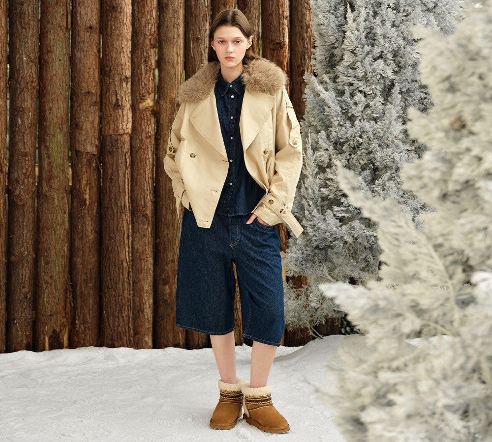 AUSTRALIAN SHEPHERD® UGG Boots Sheepskin Wool Shearling Knitted Mini Ferlat
