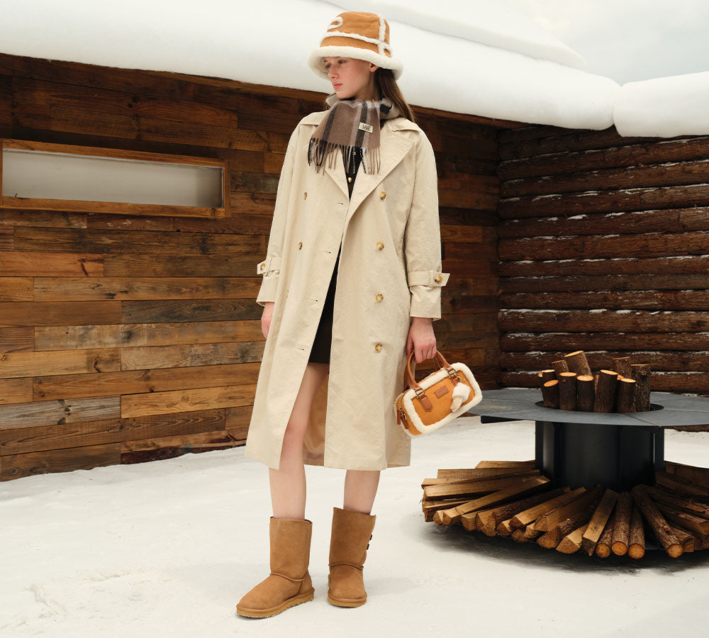 AUSTRALIAN SHEPHERD® UGG Boots Sheepskin Wool Buckle Mid Calf Winza