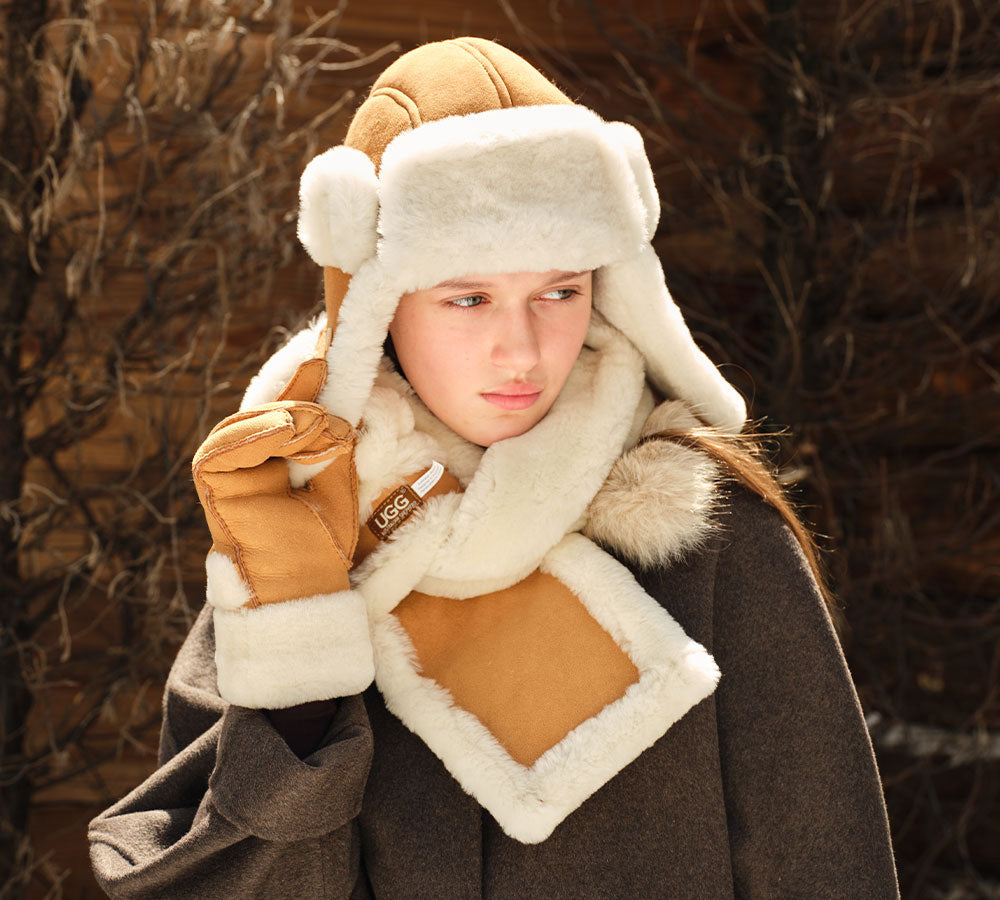 AUSTRALIAN SHEPHERD® Fluffy Sheepskin Wool Adjustable Bucket Theo Hat