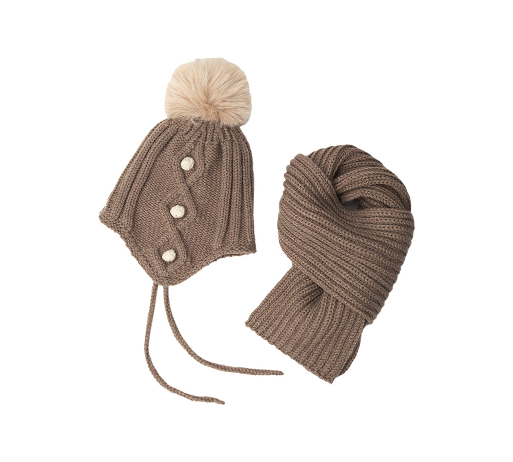 EVERAU® Kids Pom Pom Beanie and Scarf Gift Set Snell