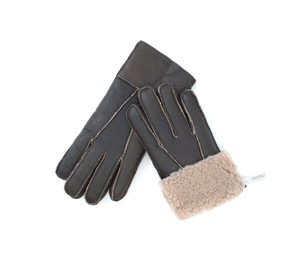 AUSTRALIAN SHEPHERD® Leather Fluffy Sheepskin Wool Stitching Gloves