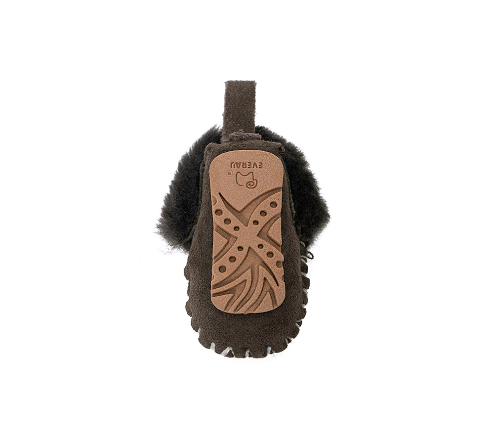 EVERAU® UGG Slippers Sheepskin Wool Popo Moccasin Keyrings