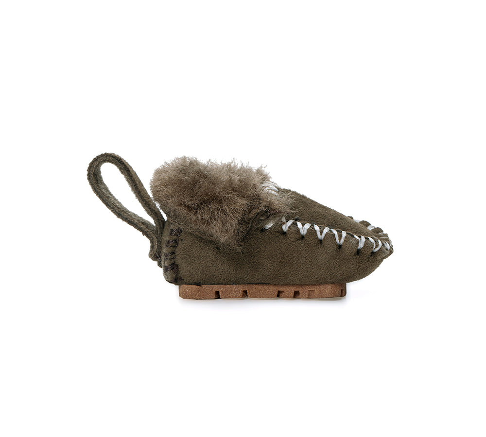 EVERAU® UGG Slippers Sheepskin Wool Popo Moccasin Keyrings