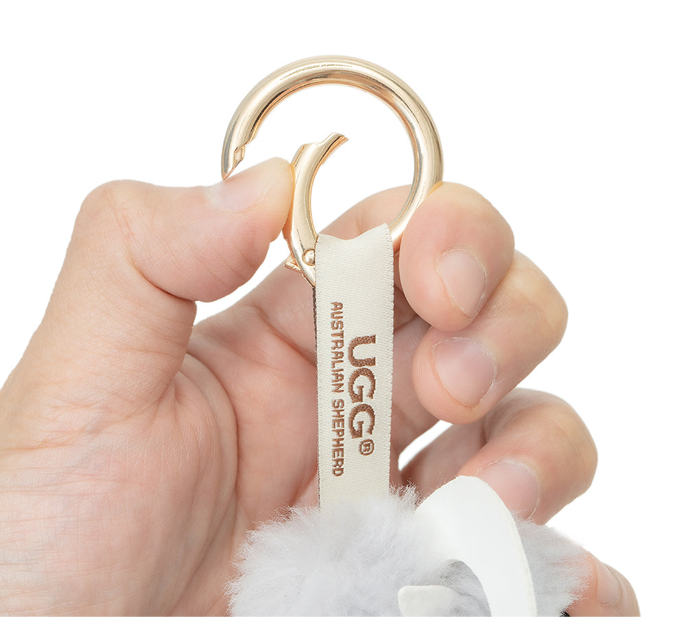 AUSTRALIAN SHEPHERD® Fluffy Wool Sheep Puffle Keyring