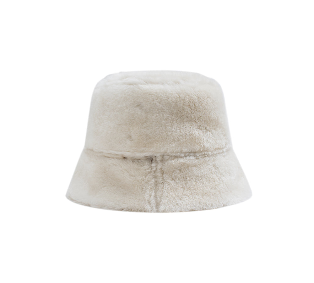 AUSTRALIAN SHEPHERD® Fluffy Sheepskin Wool Bucket Patchwork Hat