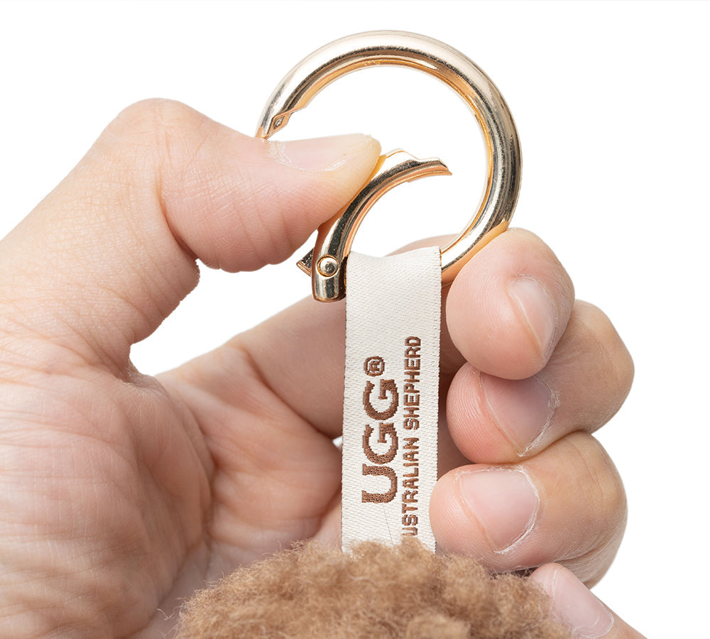 AUSTRALIAN SHEPHERD® Fluffy Sheepskin Wool Sheep Keyrings